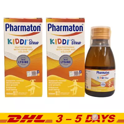 2x100ml PHARMATON KIDDI CL SYRUP Multivitamin With Lysine & Calcium (Sugar Free) • $63.90