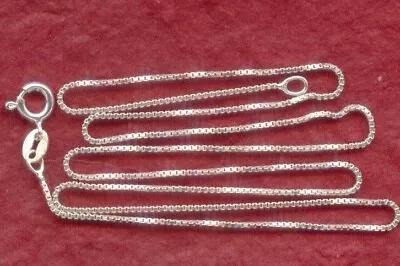 $16.95 • Buy Sterling Silver Box Chain Solid 925 1mm 14 18 20 24 Inch 36 45 50 60 Cm Genuine