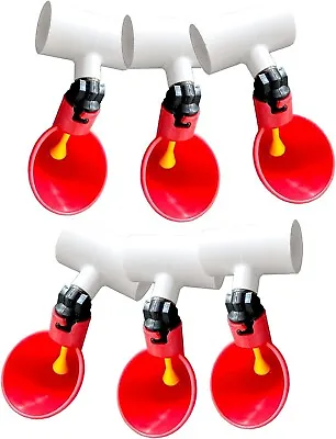6 Automatic Waterer Drinker Cups With 1/2  PVC Tee Fitting Chicken Water Poultry • $8.99
