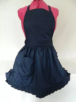 RETRO VINTAGE 50s STYLE FULL APRON / PINNY - BLACK • £25.99