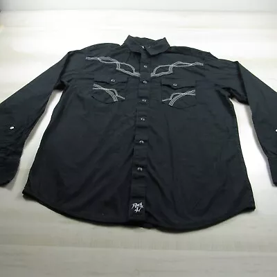 Wrangler Shirt Mens Extra Large Black Rock 47 Pearl Snap Long Sleeve Western • $29.99