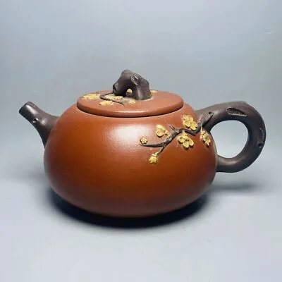 Vintage Chinese Yixing Purple Clay Teapot Zisha Ceremony Plum Blossom Tea Set • $219.99