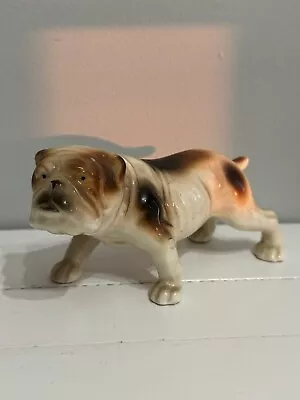 Vintage Ceramic Porcelain English Bulldog Puppy Dog Figurine 3” X 6.25” Japan • $18