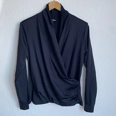 Designer A'NUE LIGNE Black Draping Wrap Top Ligne Size L Large. • $20