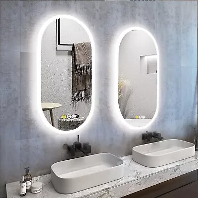 Oval Frameless Bathroom Mirror Dimmable LED Light Anti Fog Plug/Hardwire Install • $139.92