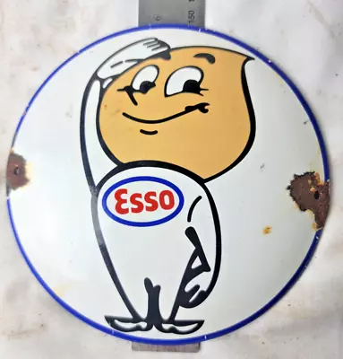 Vintage Esso Porcelain Sign Pump Plate Gas Station Oil • $59