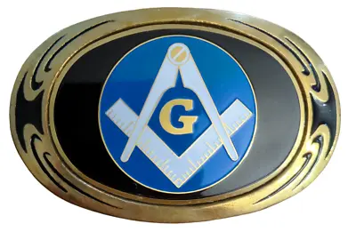 Men's Masonic Freemason Oval Belt Buckle Vintage 1983 NAP Inc. Solid Brass • $22.99