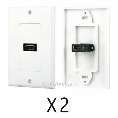 2 Pack Lot - 1-Port HDMI Wall Face Plate Panel Cover Outlet 4K ARC HDR 3D White • $11.87