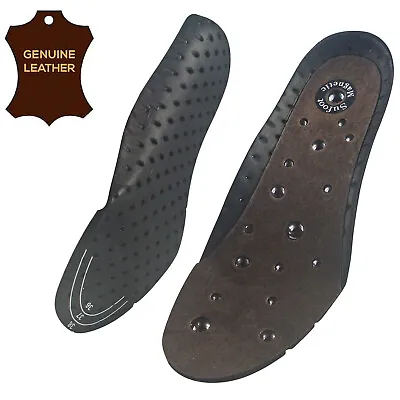 UK Leather Magnetic Work Insoles Acupressure Reflexology Weight Loss Pain Relief • £11.99