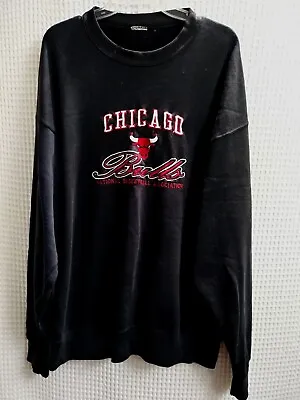 Vintage Embroidered Chicago Bulls On Black Sweatshirt Sz 3XL • $34