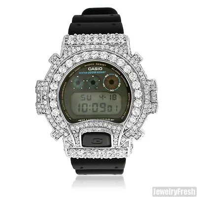 Silver Big Stone 13.5 CTW G-Shock DW6900 Iced Out Watch • $199