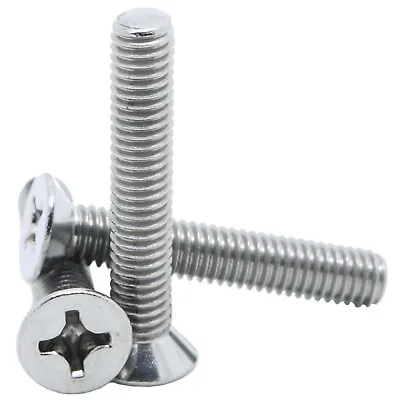 M2 M2.5 M3 Phillips Countersunk Machine Screws A2 Stainless Steel Flat Bolts • £0.99
