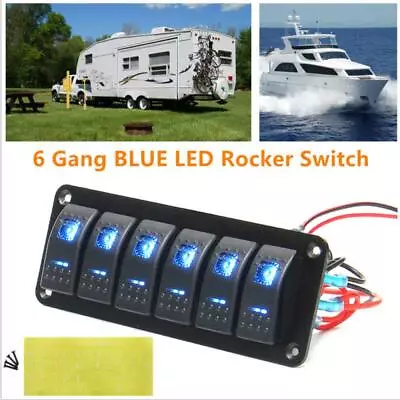 6 Gang LED Rocker Switch Control Panel Circuit Charger Car Truck RV Boat Marine • $43.99