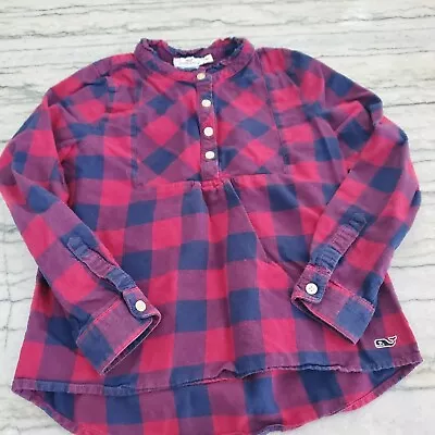 Vineyard Vines Girls Red And Blue Flannel Shirt Size XS (5/6) • $12