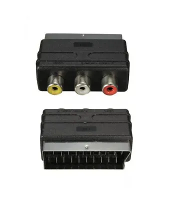 3 RCA Female Composite To  RGB SCART Adaptor Converter For TV DVD VCR • £2.99