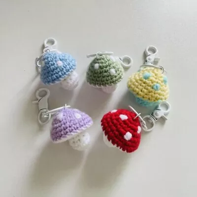 Mini Knitted Mushroom Car Keyring Backpack Decoration Handbag Bag Charm Pendant • £5.18