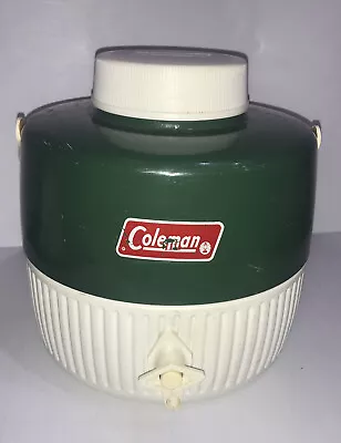 Coleman 1 Gallon Water Jug Green Thermos Camping Drink Cup 1977 Vintage • $21.99