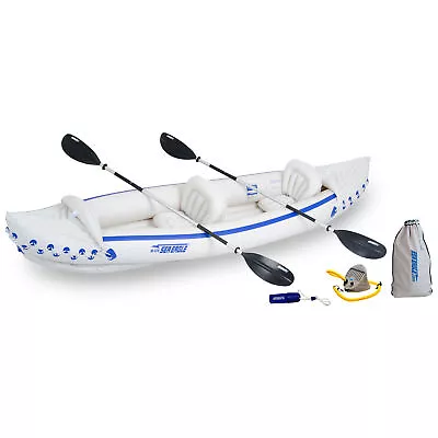 Sea Eagle 370 Deluxe 2 Person Inflatable Portable Sport Kayak Canoe W/ Paddles • $303.99