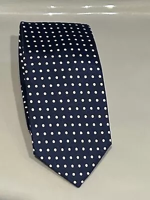 KNOT SOCIETY Necktie Tie NEW Navy Blue With White Polka Dot COTTON 2.5”x 58” NWT • $14.99