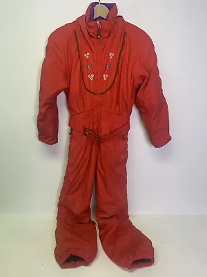 Obermeyer Ski Suit Tori Snowsuit Zip Up Vintage Red Floral Kids Juniors Size 12  • $39.99