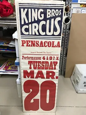 $9.77 • Buy Vintage King Bros. Circus Poster 14 X42   Pensacola, Fl Escambia Jaycees