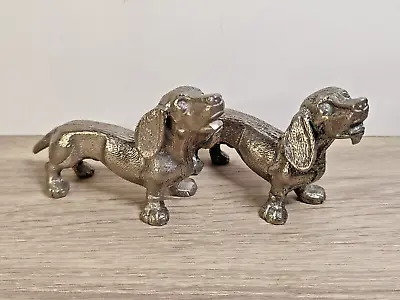 Two Vintage Metal Dachshund Dog Figures Doxy - Approx. 13.0 Cm Long • £19.99