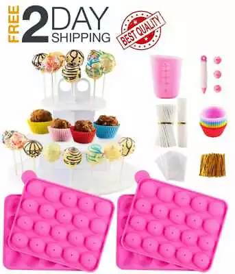 Cake Pop Maker Kit With 2 Silicone Mold Sets 3 Tier Stand Chocolate C • $49.99