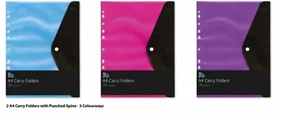 A4 Solid Colour Carry Folder Block Punched Pocket • £2.49