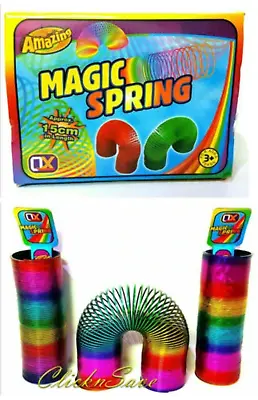 15cm Large Rainbow Magic Spring Coil Slinky Fun Toy Stretching 10m Bouncing • £6.95