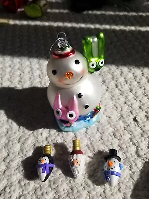 $25 • Buy HALLMARK Keepsake HOOPS & YOYO Snowman CHRISTMAS And 3 Lightbulb 2006 Ornaments 