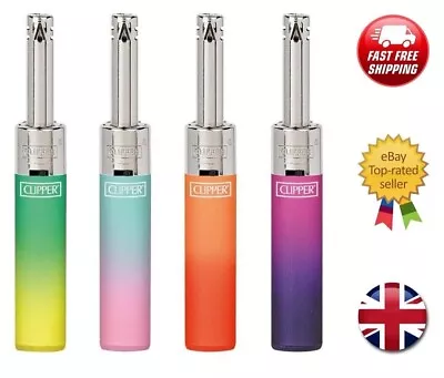 4x Clipper Mini Tube Lighter Gradient Gas Refillable Candle Utility Kitchen BBQ • £7.99