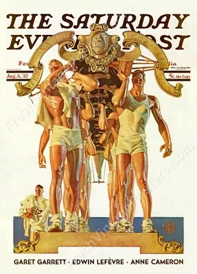 Saturday Evening Post August 6 1932 Cover J C Leyendecker Rowing Men NEW Poster • $21.25