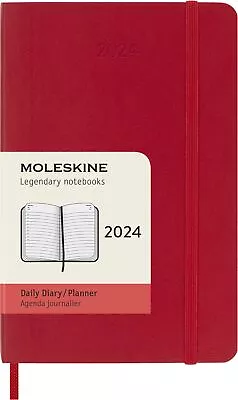 Moleskine Daily Agenda 12 Months 2024 Agenda 2024 Size Pocket 9x14 Soft Cover • $25.24