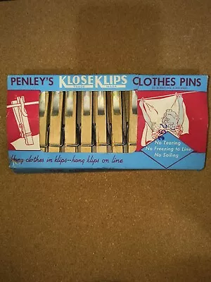 Vintage Penley's Klose Klips Wooden Spring Clothes Pins  Clothespin • $22