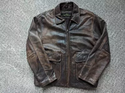 Vintage 1990s Leather MOTORCYCLE Patina Leather L Jacket MAD MAX Bomber Harley • $224.95