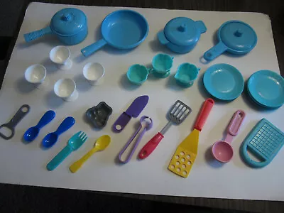 $13.95 • Buy Pretend Play Kitchen Items, Pots, Pans, Utensils, Tableware, 37 Pieces