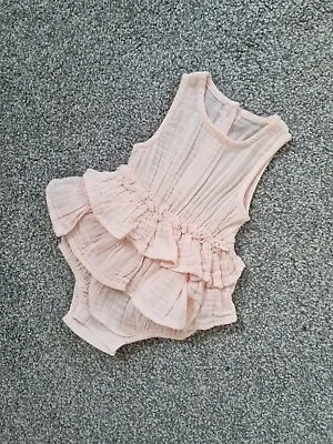 Matalan Baby Girls Outfit Pink Romper Frilly 0-3 Months Ruffles Summer Bb • £4.99