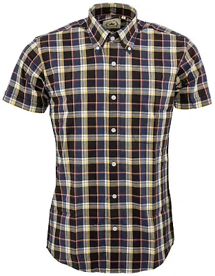 Relco Check Shirt Short Sleeve With Button Down Collar Mod Tartan Retro Mens Vtg • £39.99