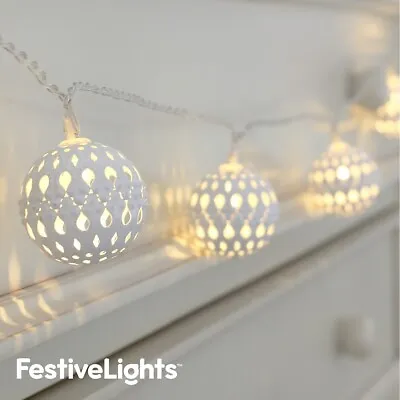£12.99 • Buy 1.5m Battery Moroccan Globe Lantern LED Clear Cable Indoor Fairy String Lights