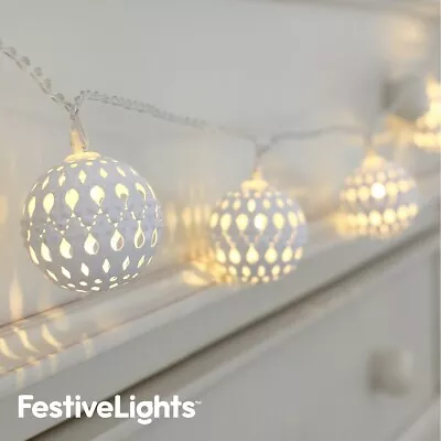 £12.99 • Buy 1.5m Battery Moroccan Globe Lantern LED Clear Cable Indoor Fairy String Lights