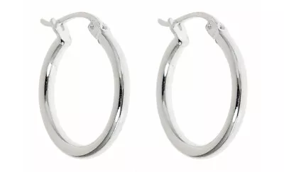 .925 Sterling Silver High Polished 2MM Hoop Earrings - 10MM-70MM • $10