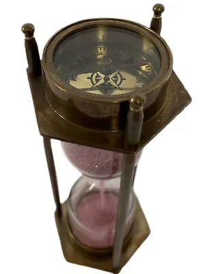 6  Brass SANDTIMER With Compass  3 MINUTE Egg Timer Hour Glass - Nautical Pirate • $19.99