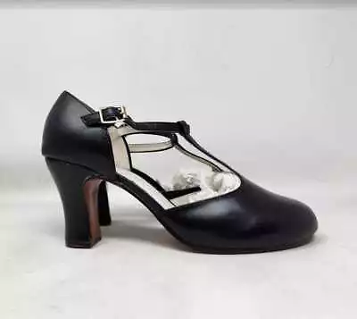 NWOB Women's 9W Capezio Chorus T-strap Black Dance Character Shoes 9 Wide • $169.99