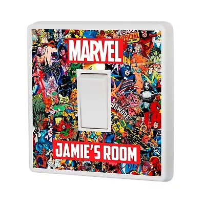 Custom Marvel DC Personalised Light Switch Vinyl Sticker Cover Skin Decal Kids • £4.75