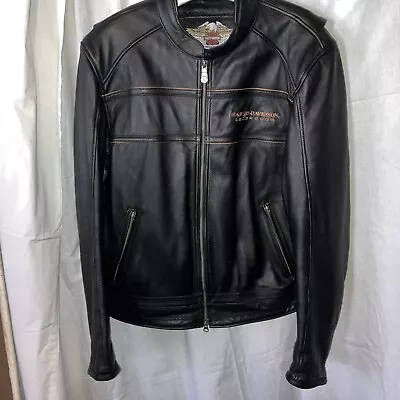 Harley Davidson Men's 105th Anniversary Black Leather Riding Jacket XL TALL • $250