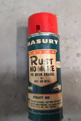 Vintage Masury Rust No More Dynasty Red Spray Paint Can FULL! • $16