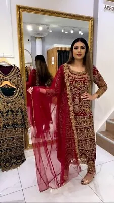 Salwar Kameez Pakistani Indian Suit New Wedding Gown Party Wear Dress Bollywood • $82.50