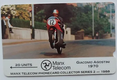 1988 Vintage Plessey Isle Of Man Phone Card -Collector Series 2 Giacomo Agostini • £3.99