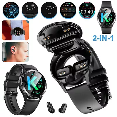 Smart Watch With Earbuds Men Smartwatch 2 In 1 Wireless Headset For IOS Android • $42.99