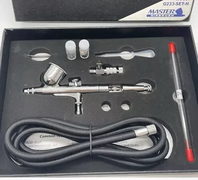 G233 Pro Set Master Gravity Airbrush Kit 2 Fluid Tips Air Hose Hobby Auto Art • $33